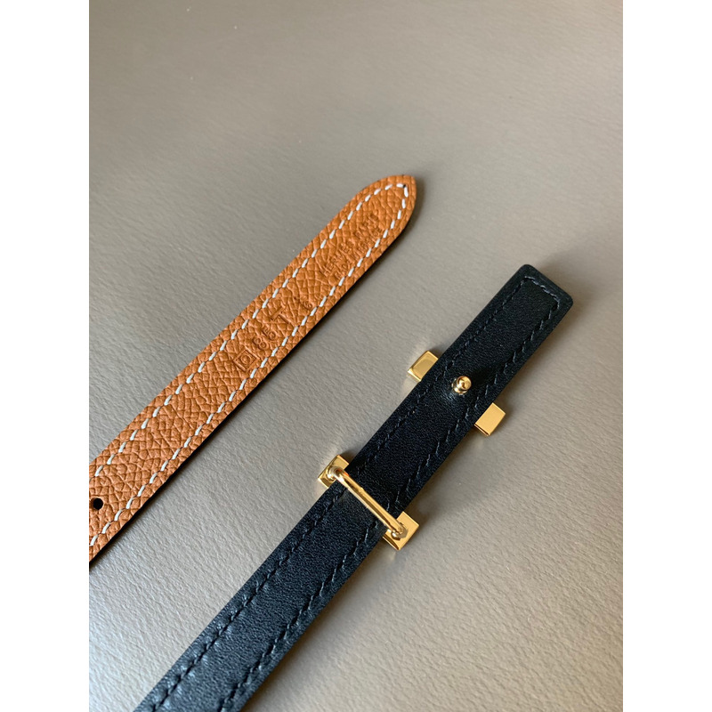 H**mes slim reversible belt black/brown