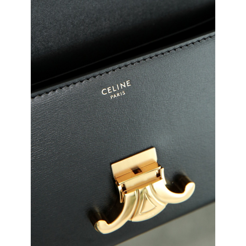 Ce**e triomphe shoulder bag in shiny calfskin black