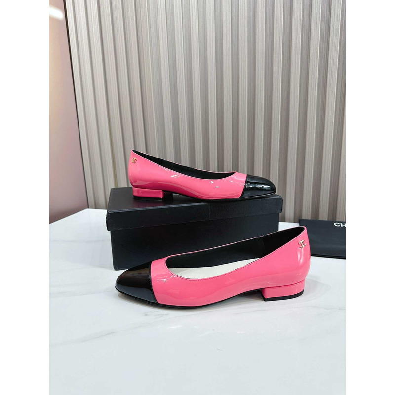 Ch*el pumps patent calfskin pink & black