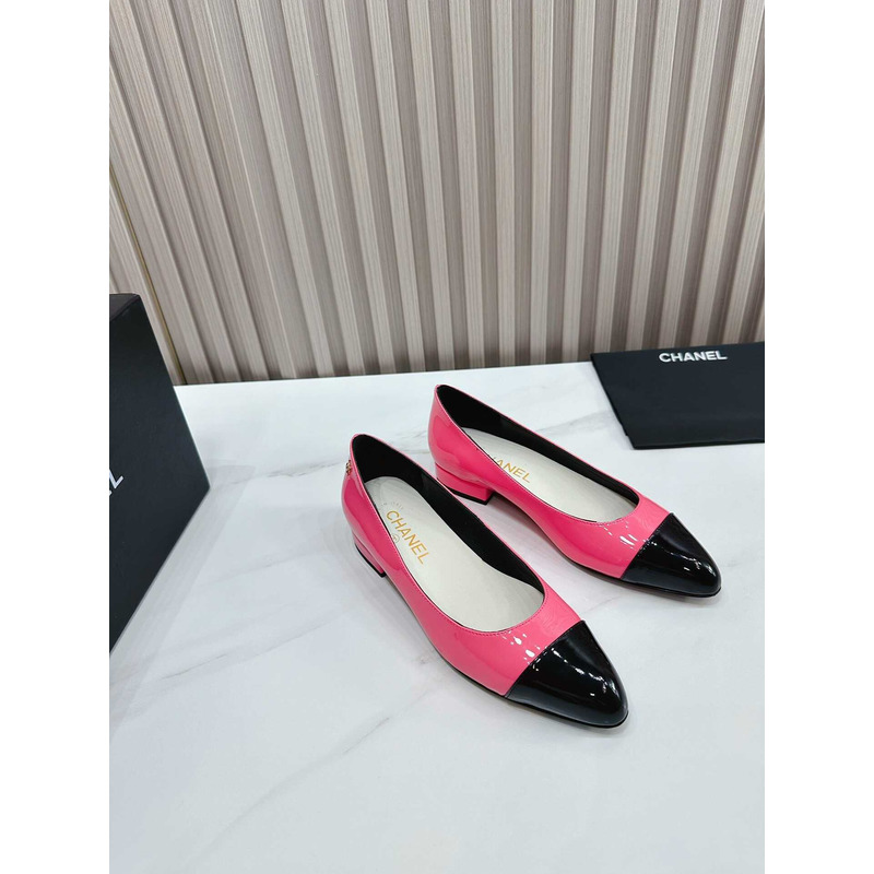 Ch*el pumps patent calfskin pink & black