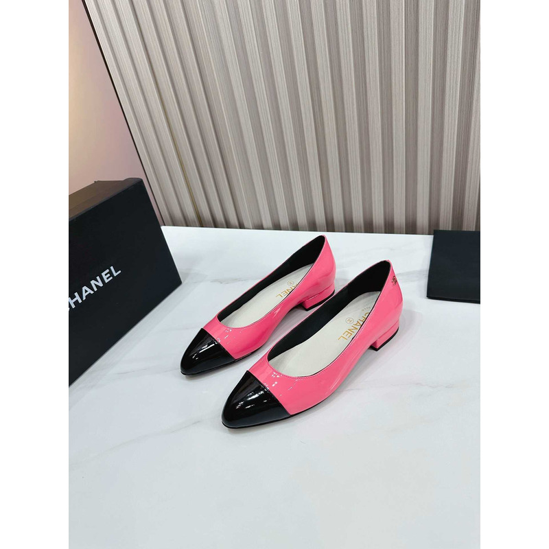 Ch*el pumps patent calfskin pink & black