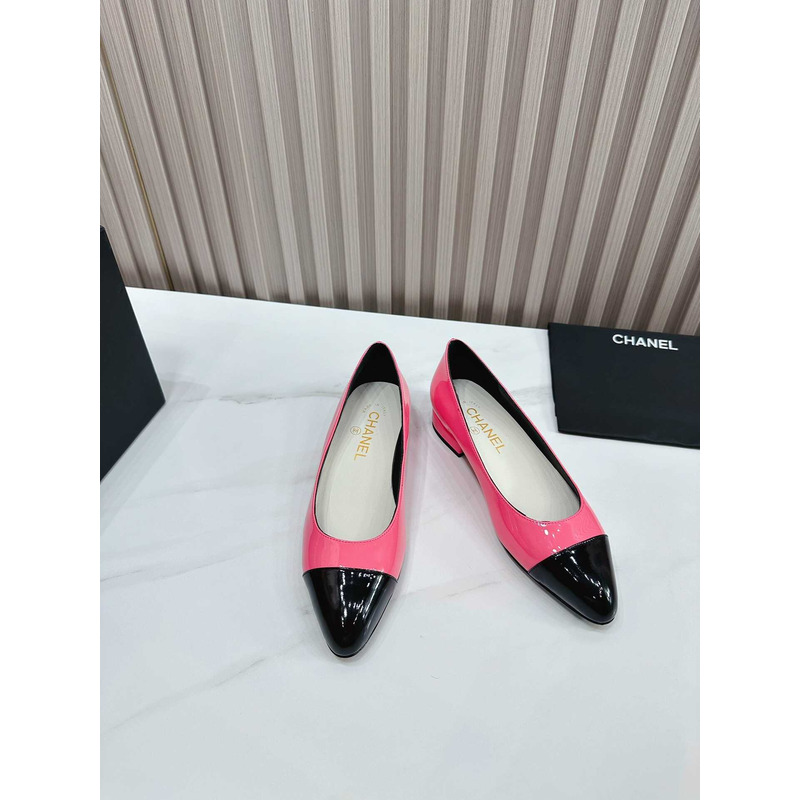 Ch*el pumps patent calfskin pink & black