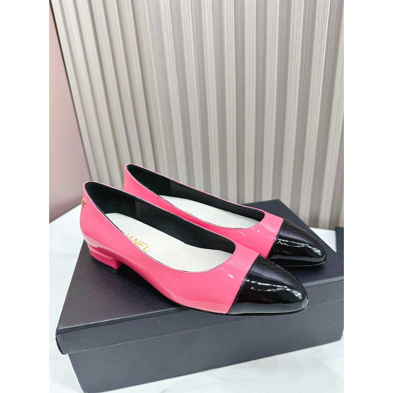 Ch*el pumps patent calfskin pink & black