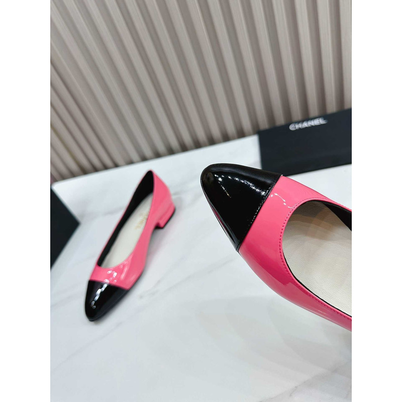 Ch*el pumps patent calfskin pink & black