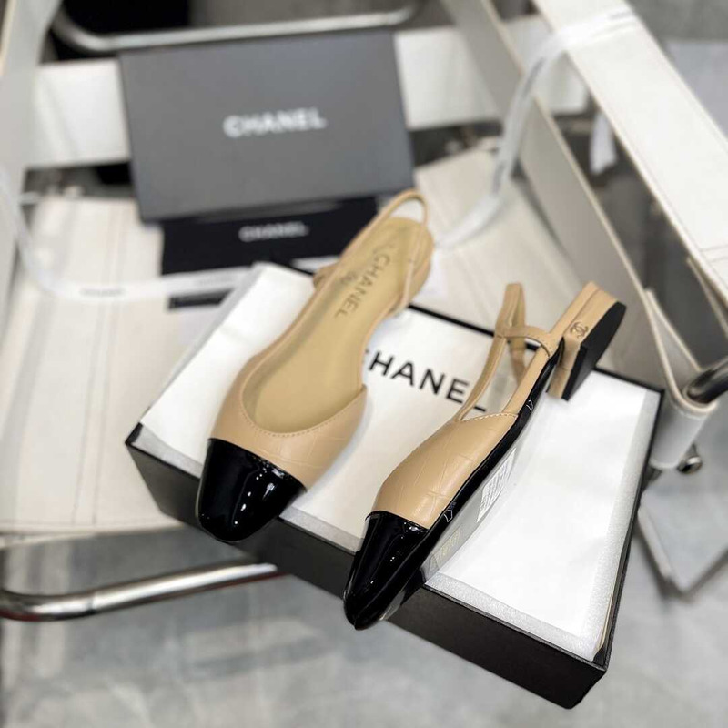 Ch*el lace up shoes lambskin and faille beige and black