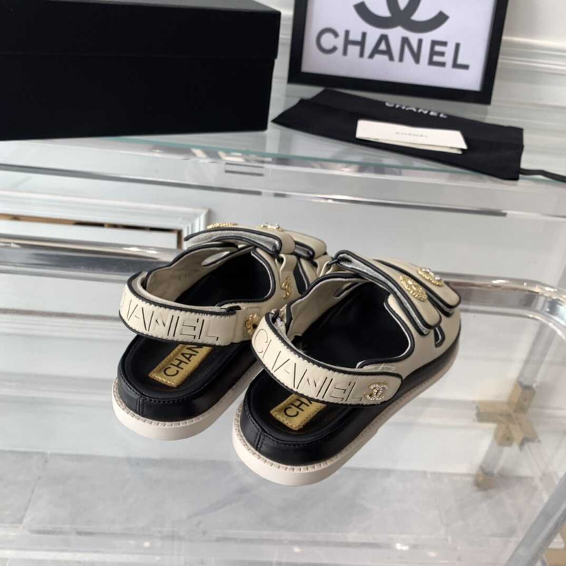 Ch*el sandals lambskin cream