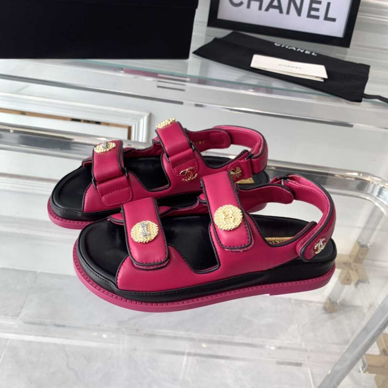 Ch*el sandals lambskin pink