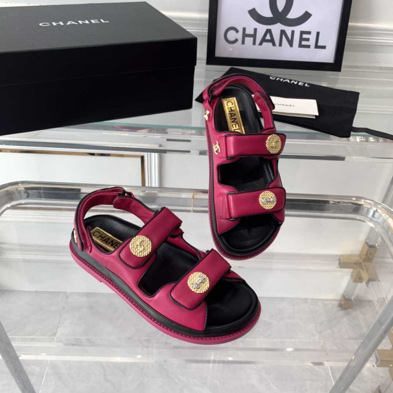 Ch*el sandals lambskin pink