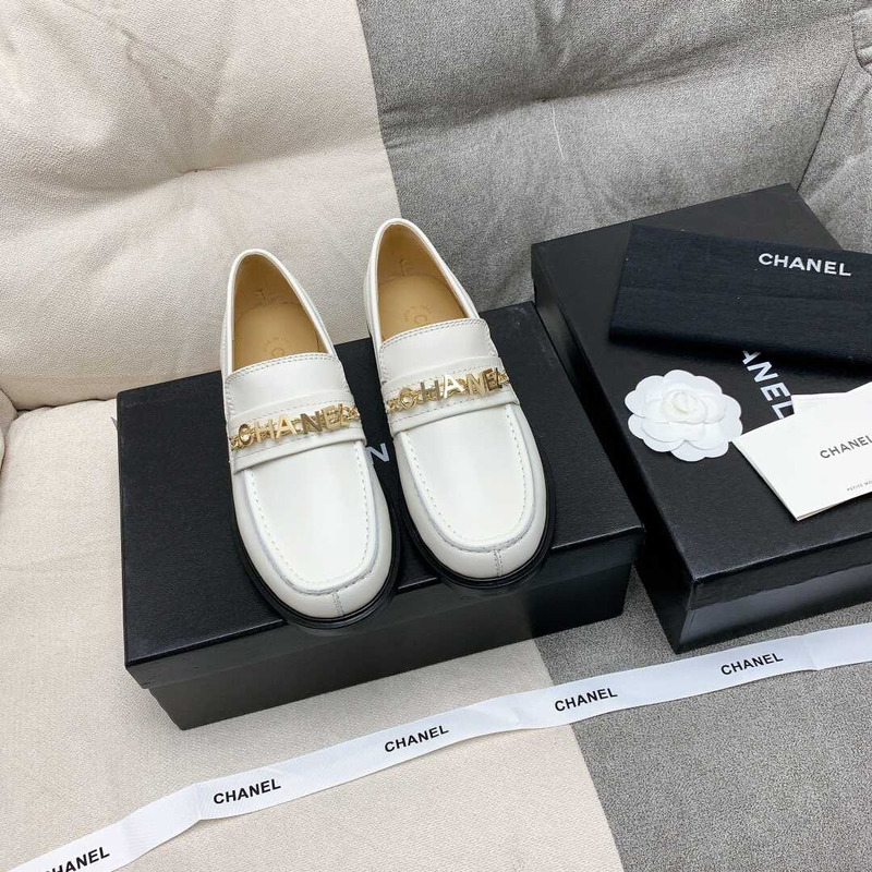 Ch*el casual shoes calfskin white