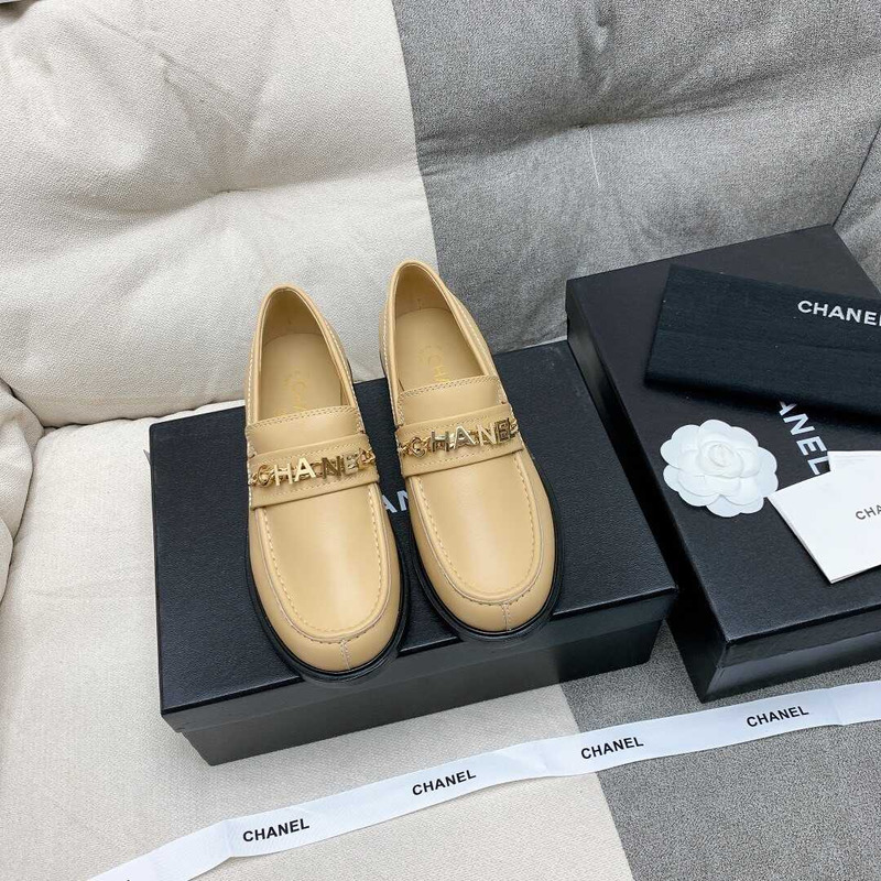 Ch*el casual shoes calfskin beige