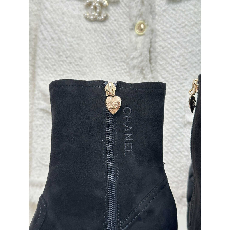 Ch*el short boots suede leather black