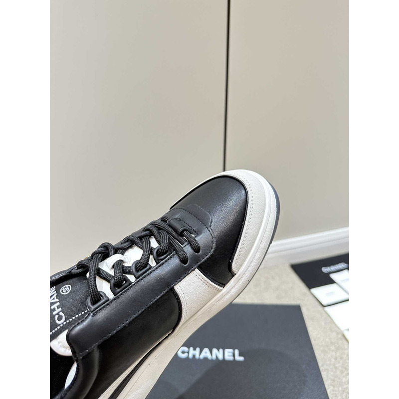 Ch*el sneakers lambskin & suede calfskin white & black