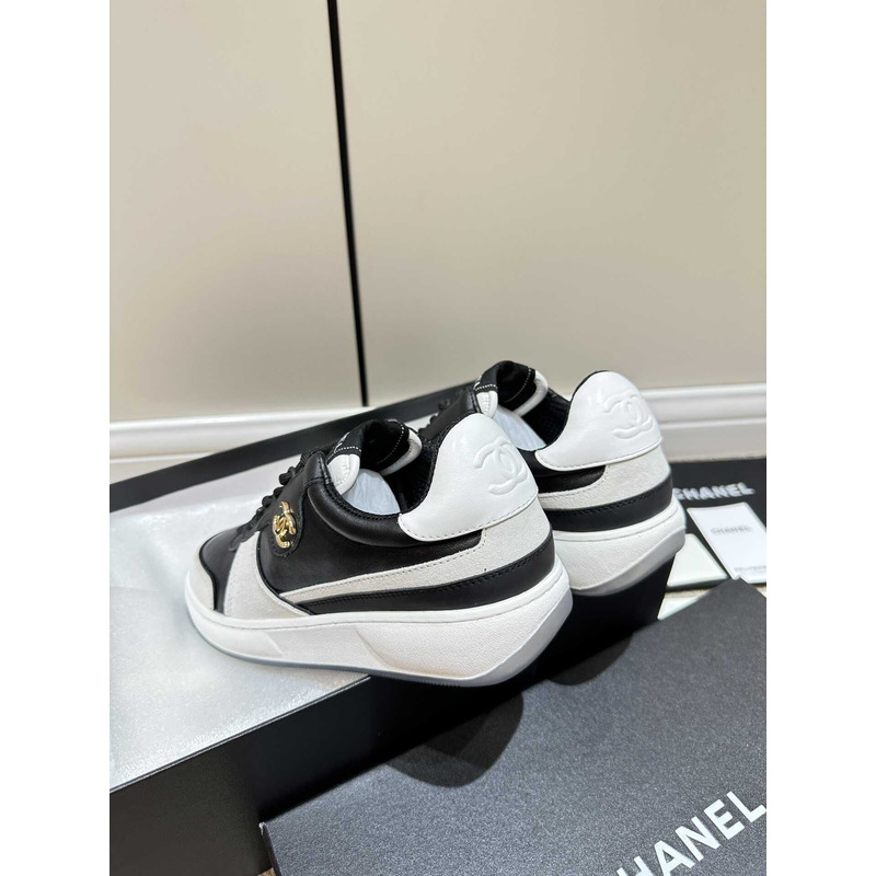 Ch*el sneakers lambskin & suede calfskin white & black