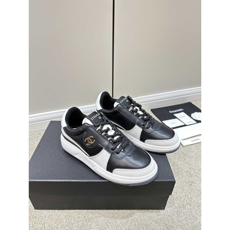 Ch*el sneakers lambskin & suede calfskin white & black