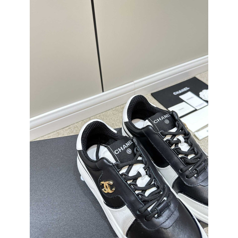 Ch*el sneakers lambskin & suede calfskin white & black