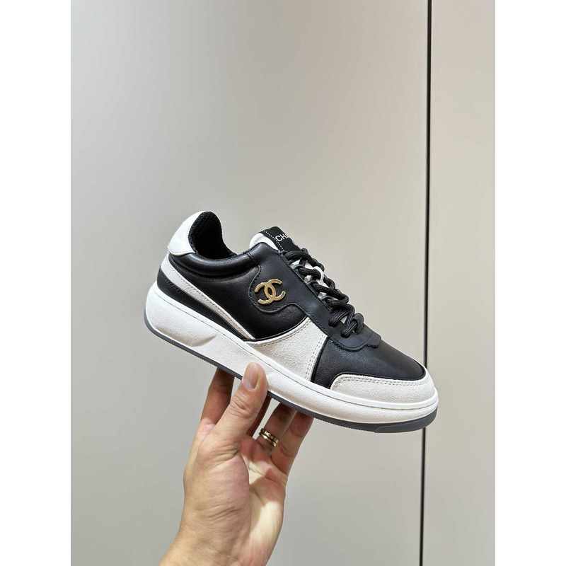 Ch*el sneakers lambskin & suede calfskin white & black