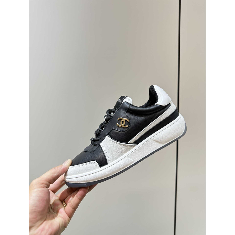 Ch*el sneakers lambskin & suede calfskin white & black