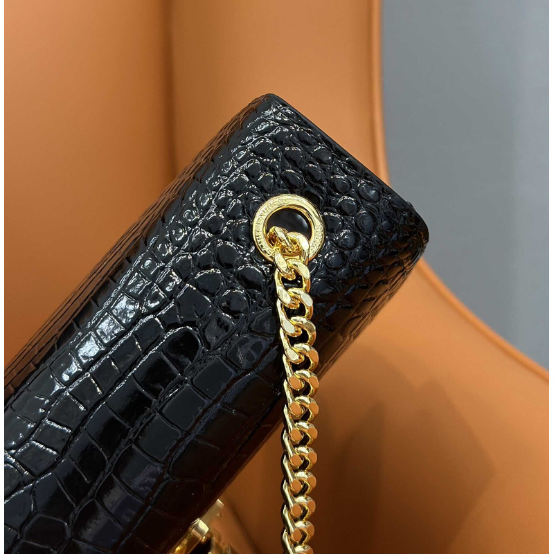 Saint Laurent Small Kate Crocodile-Embossed Leather Shoulder Bag With Tassel