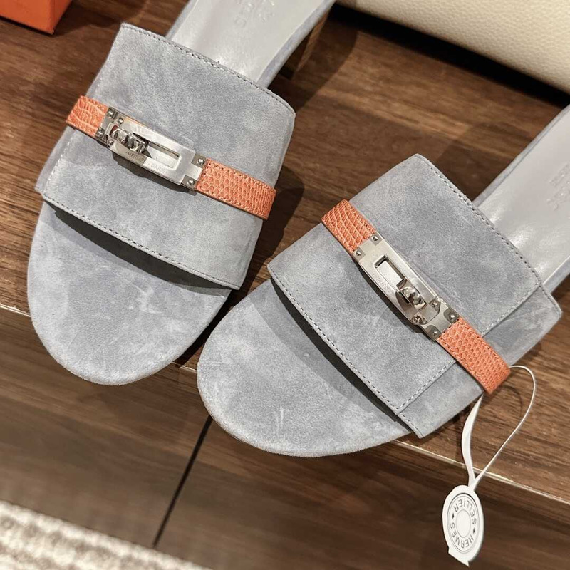 H**mes gigi 50 sandals gray and orange