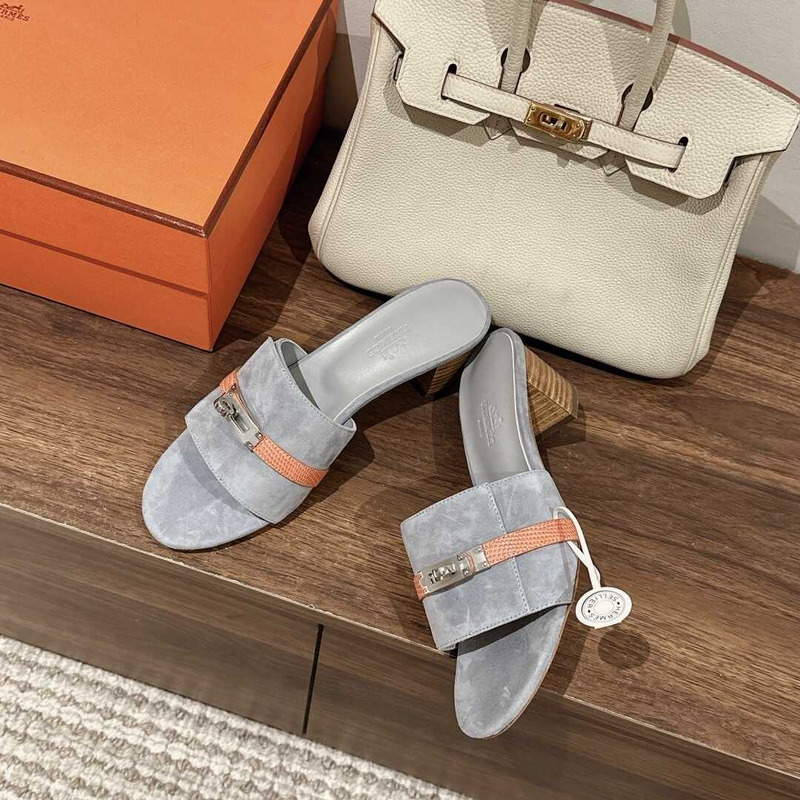 H**mes gigi 50 sandals gray and orange