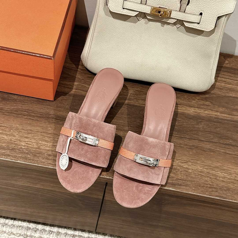 H**mes gigi 50 sandals nude pink and orange