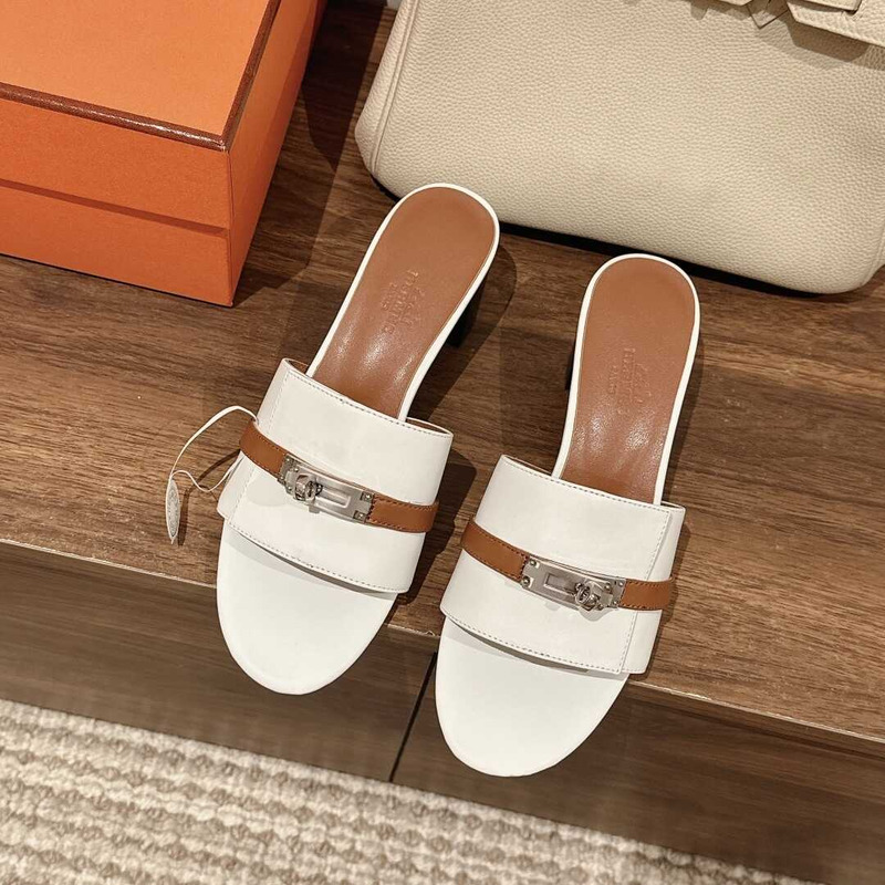 H**mes gigi 50 sandals white and brown