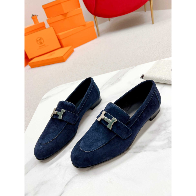 H**mes  paris loafers in dark blue velvet