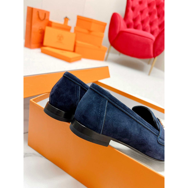 H**mes  paris loafers in dark blue velvet