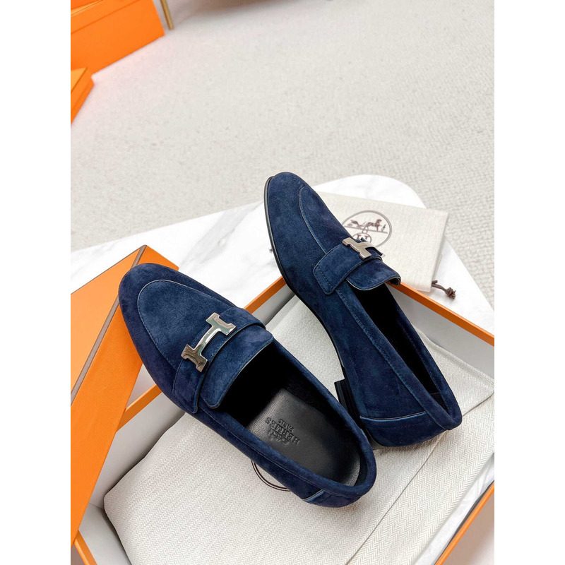 H**mes  paris loafers in dark blue velvet