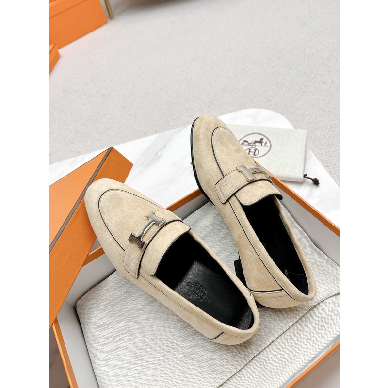 H**mes  paris loafers in beige velvet