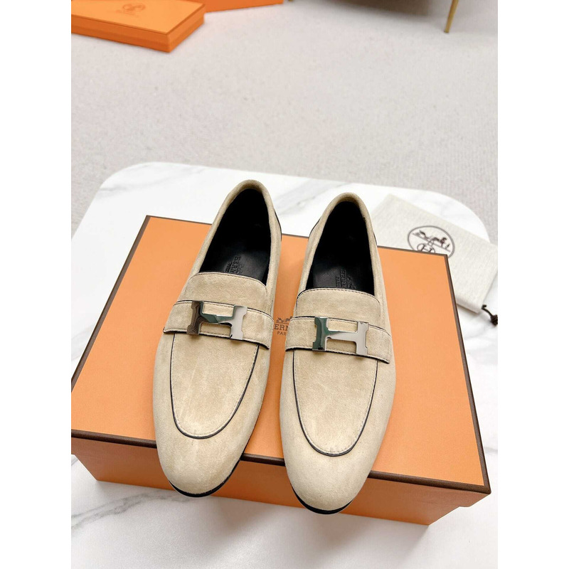 H**mes  paris loafers in beige velvet