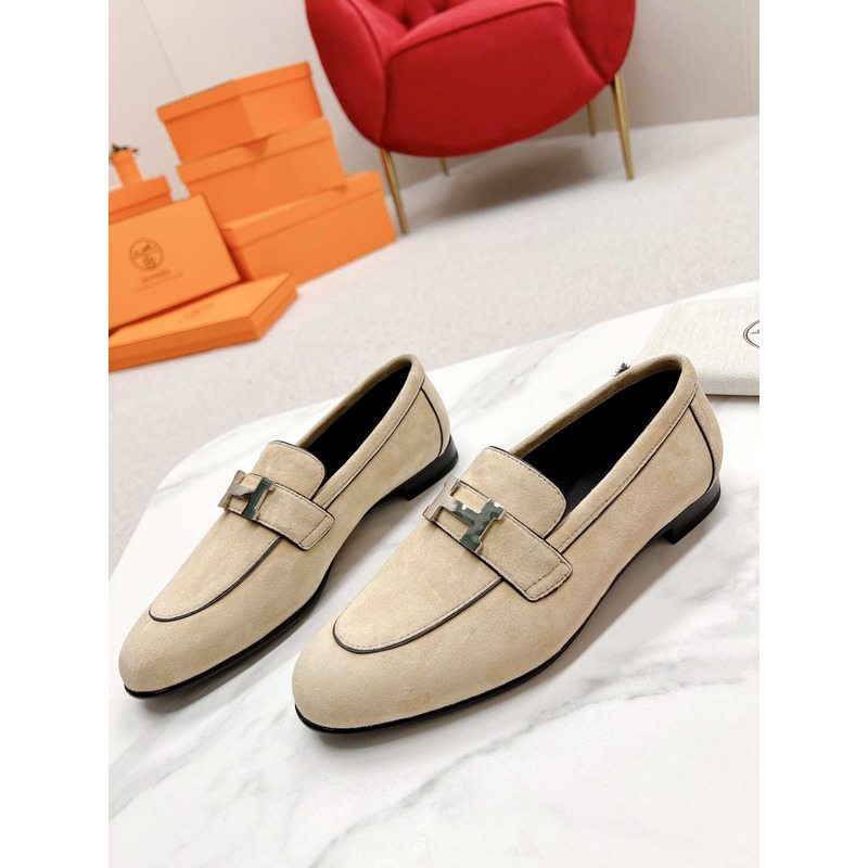 H**mes  paris loafers in beige velvet