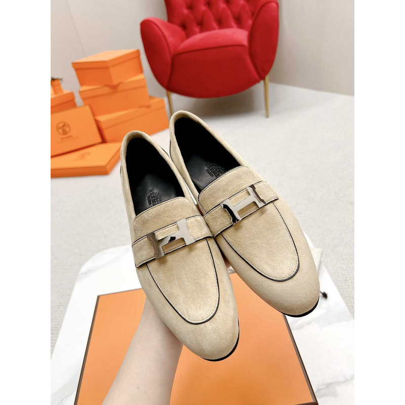 H**mes  paris loafers in beige velvet