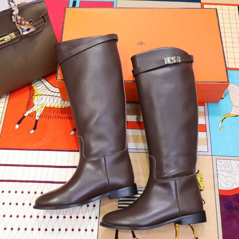 H**mes leather boots brown