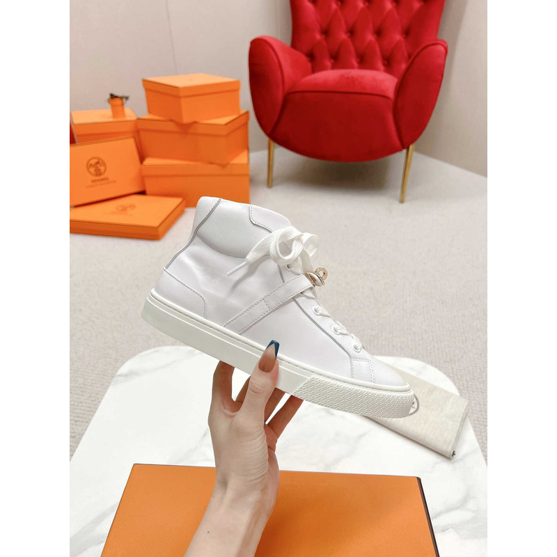 H**mes daydream high-top in calfskin sneakers white