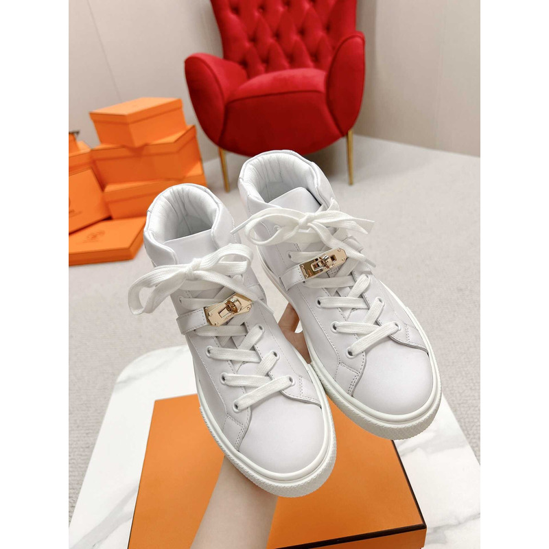 H**mes daydream high-top in calfskin sneakers white