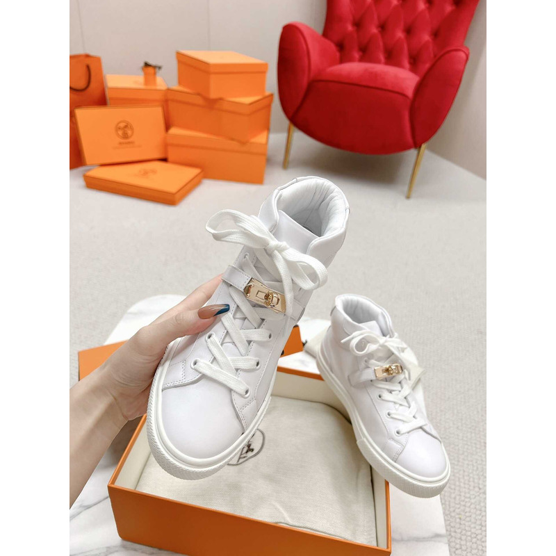 H**mes daydream high-top in calfskin sneakers white