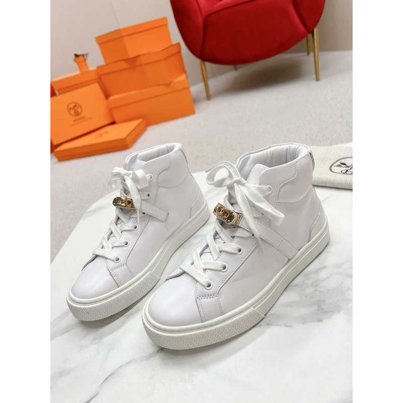 H**mes daydream high-top in calfskin sneakers white