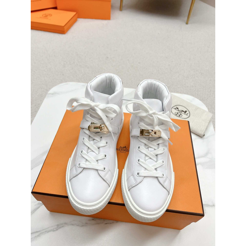 H**mes daydream high-top in calfskin sneakers white