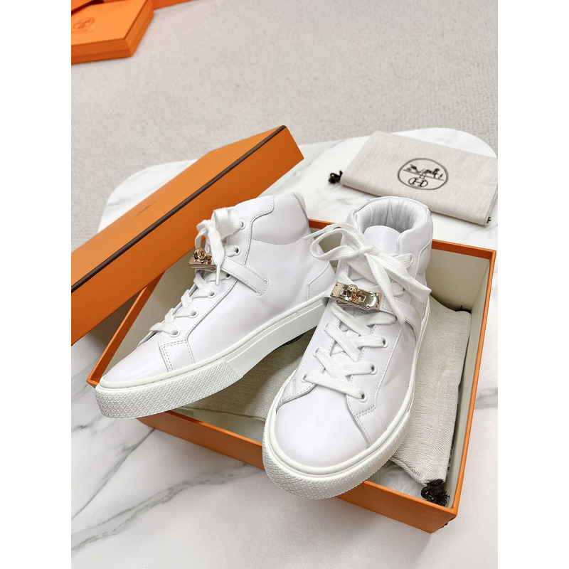 H**mes daydream high-top in calfskin sneakers white