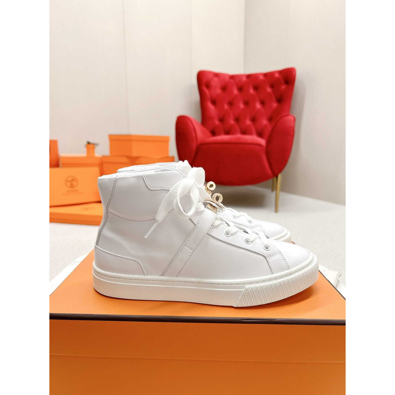 H**mes daydream high-top in calfskin sneakers white