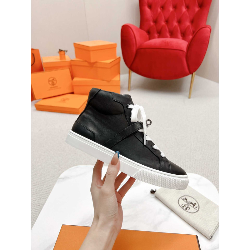 H**mes daydream high-top in calfskin sneakers black