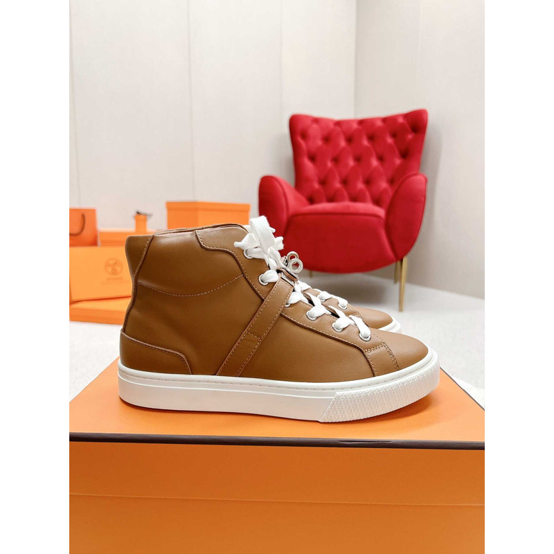 H**mes daydream high-top in calfskin sneakers brown