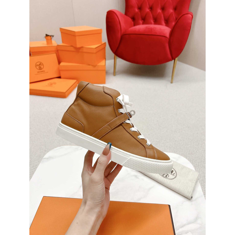 H**mes daydream high-top in calfskin sneakers brown