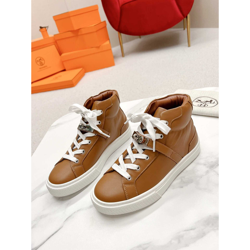 H**mes daydream high-top in calfskin sneakers brown