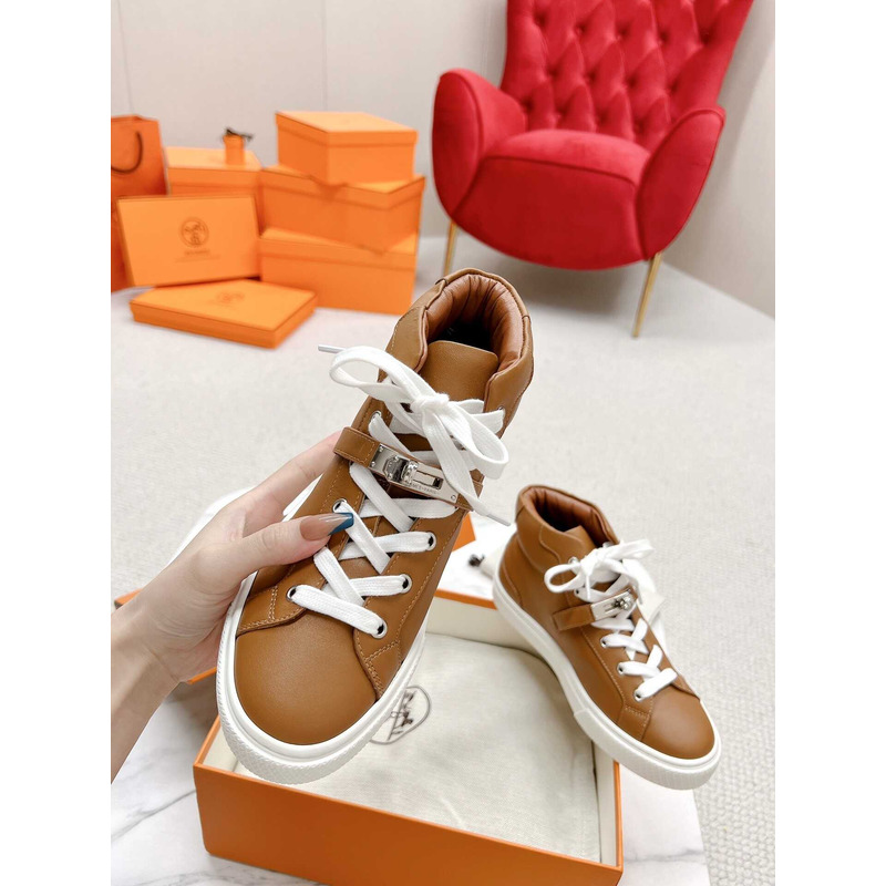 H**mes daydream high-top in calfskin sneakers brown