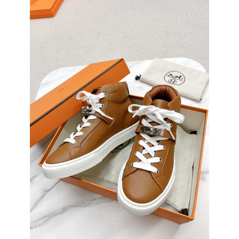 H**mes daydream high-top in calfskin sneakers brown