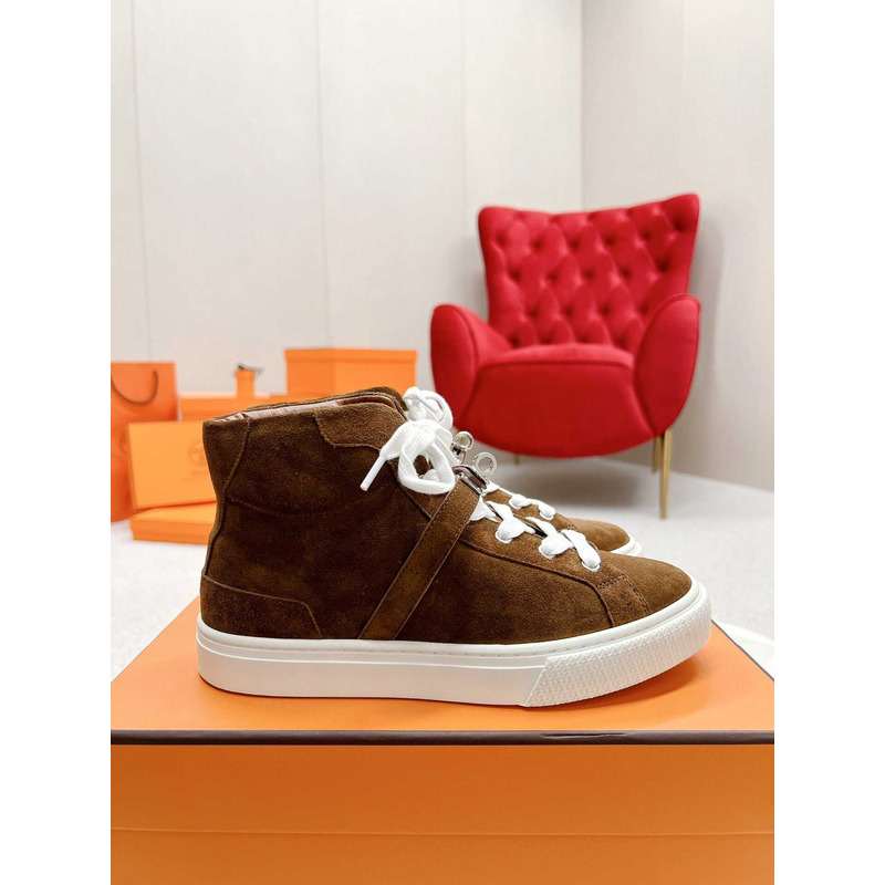 H**mes daydream high-top in suede goatskin sneakers brown