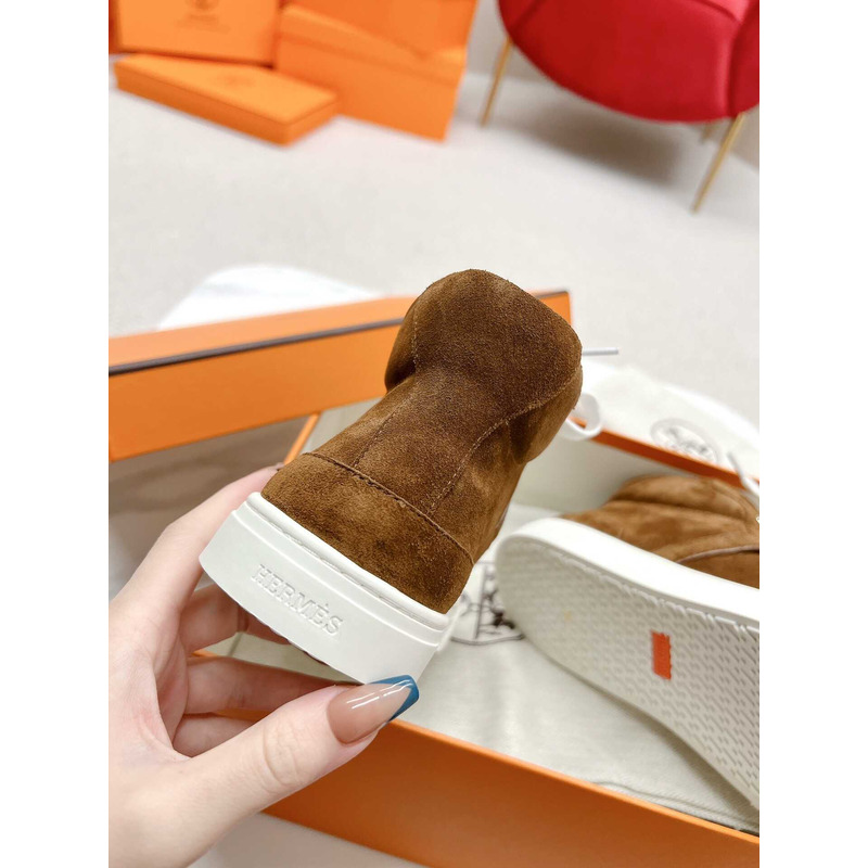 H**mes daydream high-top in suede goatskin sneakers brown