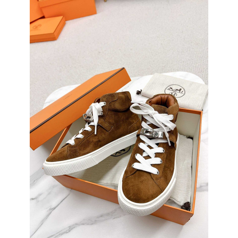 H**mes daydream high-top in suede goatskin sneakers brown